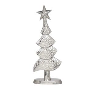 Wholesale Modern Handmade Aluminium Metal <b>Christmas</b> <b>Tree</b> Sculpture With Mango <b>Wood</b> Base For Tabletop Home Decoration Sculpture - Product Image 3