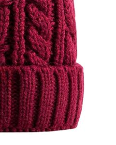Gorro de Punto Personalizado para Invierno, Color Rojo Vino, con Pompón, Tejido Grueso, Mezcla de Lana Acrílica Cálida, Fabricante Personalizado, Unisex - Product Image 5