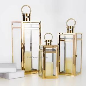 Linterna colgante de metal y vidrio de diseño atractivo, acabado plateado brillante Para Boda y linterna de Vela decorativa para el hogar - Product Image 2