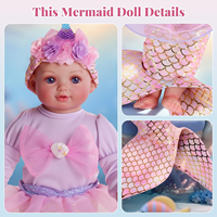 Poupée sirène à corps souple Babeside pour filles, 17 pouces, design réaliste d'hiver, faible MOQ, vente en gros de poupées sirène pour bébés