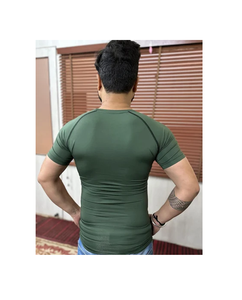 Camiseta Deportiva Casual para Hombre, Corte Ajustado, Manga Corta, Diseño de Cuello Redondo Altamente Elástico, Nailon/Acrílico 160-180 GSM para Gimnasio - Product Image 3