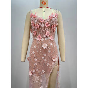 ชุดราตรีแม็กซี่ยาวไซส์ XL แฟชั่น สายเดี่ยวพิมพ์ลายดอกไม้ ผ้าชีฟองทรงบอลกาวน์ เอวธรรมชาติ สำหรับแขกในงานแต่งงาน - Product Image 1