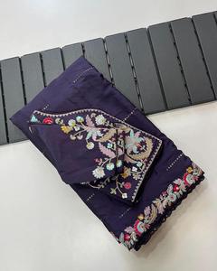 ชุดส่าหรีดีไซเนอร์แบบดั้งเดิมของชาวอินเดียส่าหรีเสื้อสำหรับปาร์ตี้สุดพิเศษเสื้อผ้าเจ้าสาวชุดประจำชาติบูติกสำหรับผู้หญิง - Product Image 4