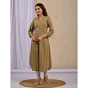 Kurti Droit Imprimé au Bloc Motif Mehendi – Robe Décontractée, Élégante et Tendance, Respirante, Longueur au Sol ou au Genou, Idéale pour les Soirées en Club - Product Image 6