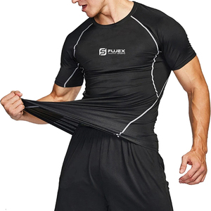 Chemise de compression anti-UV et respirante à manches courtes pour hommes pour MMA Boxe Gym Fitness Jiu Jitsu Sport Training - Product Image 1
