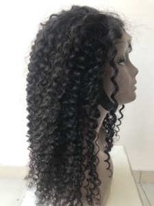 Perruque brésilienne de cheveux humains bruts bouclés profonds afro mongols de haute qualité 4x4 à fermeture en dentelle transparente des fournisseurs indiens - Product Image 4