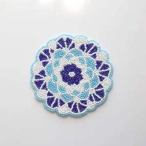 Vente chaude Moderne Décoratif Tasse Sous-verres À La Main Fleur Verre Perlé pour Table Basse pour Mats & Pads - Product Image 3