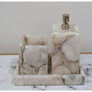 Bathroom Accessories <b>Set</b> Resin Polished Pillar Luxury <b>Waterproof</b> Gift <b>Set</b> Toothbrush Holder Toothbrush Cup Soap Dispenser - Product Image 4