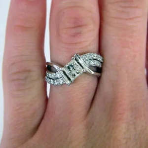 Anillo de boda de plata 925 de calidad AAA+ para mujer, joyería con simulación de zafiro blanco, 6 Cus-Jew20 - Product Image 2