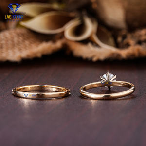 Bague en or jaune avec diamant taillé rond 0.78 TDW par Lab-Stone / Shine avec une couleur de diamants/EF-VS - Product Image 4