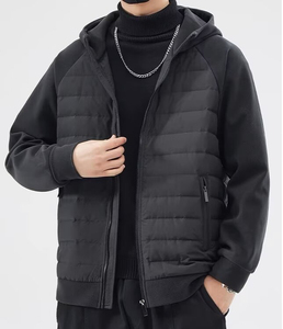 High Quality Custom Men's Oversized Sports Canvas Puffer Jacket Crew <b>Neck</b> Plain Dyed Zipper Closure Spring Front - Product Image 5