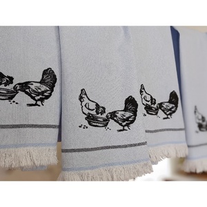 Serviettes de cuisine en coton biologique 100% certifié GOTS, imprimées à la main, avec bordure en polaire, taille personnalisée, vente en gros, sur mesure, en vrac, OEM - Product Image 1