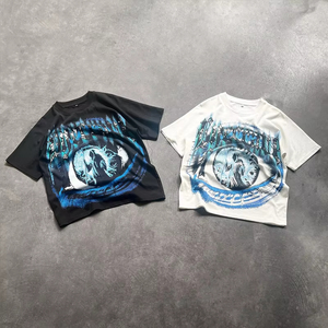 T-shirt personnalisé poids lourd Boxy nouvelle mode 100% coton brodé surdimensionné uni vêtements de rue vierges vêtements pour hommes tricotés - Product Image 2