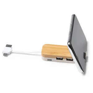 Hub USB Personalizzato in Bambù Glenburn, Gadget Promozionale per Uso Individuale in Ufficio o a Casa - Product Image 4