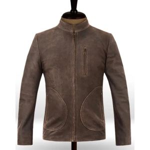 Chaqueta de Motocicleta de Lona Unisex Elegante, Cortavientos, Impermeable, con Borlas, Cierre de Cremallera Frontal, Tacto Suave, Cuero Vacuno, Ropa de Invierno - Product Image 1