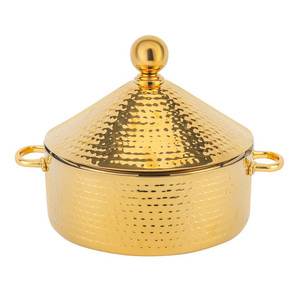 Demanding 2025 Hammer Pattern Stainless Steel <b>Buffet</b> <b>Chafing</b> <b>Dishes</b> Gold Food Warmer Elegant Catering Equipment - Product Image 2