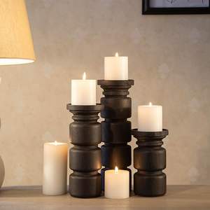 Porte-bougie en bois romantique, pot à bougie en bois moderne unique pour la décoration de mariage, ornements pour la maison et l'hôtel - Product Image 6