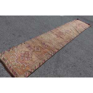 พรมวินเทจขนาด 2.5x12.5 ฟุต, พรมตุรกีแบบ Runner, พรมขอบสีน้ำตาลแดง - Product Image 2