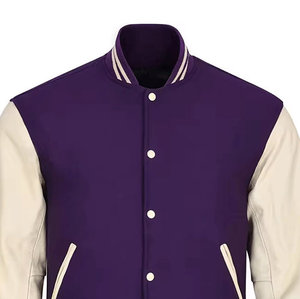 Col rond bouton couvert poche élégante respirant poids lourd look élégant 100% coton varsity veste pour femmes - Product Image 3