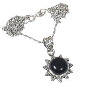 Cadeau de mariage parfait de pierre précieuse d'onyx noir pour l'amour meilleur pendentif de conception pendentif en argent sterling 925 avec des bijoux de timbre 925 - Product Image 1