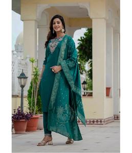 Daily Wear <b>Kurta</b> Pant Dupatta <b>Set</b> <b>for</b> <b>Women</b> Breathable Fabric <b>for</b> Summer Indian Ethnic Fashion <b>for</b> Office and Casual Wear - Product Image 1