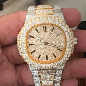 Montre en acier inoxydable à succès, VVS1 Moissanite entièrement sertie, bijoux de luxe pour homme, cadeau, directement de l'usine - Product Image 1