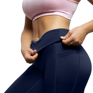 Vente en gros de leggings de yoga à taille élastique pour femmes pantalons solides leggings de yoga avec poches - Product Image 2