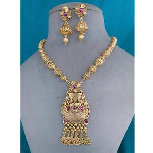 Conjunto de collar de la mejor calidad de pulido de oro tradicional de moda con pendientes para Mujer Colección de ropa de fiestas de boda para mujer - Product Image 1