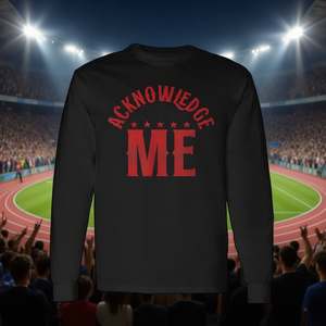 T-shirt a maniche lunghe Acknowledge Me per competizioni sportive, stampa nera e rossa - Product Image 3