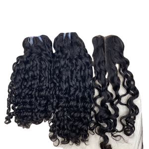 Extensions de cheveux humains Remy vierges à Double trame, tissage à la Machine, extensions de cheveux humains, bouclés Deeo, au prix de gros - Product Image 1