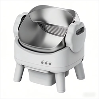 Litière pour chat automatique et autonettoyante, design ouvert tendance, en plastique, 74L+15L, avec capteurs de sécurité et contrôle par application