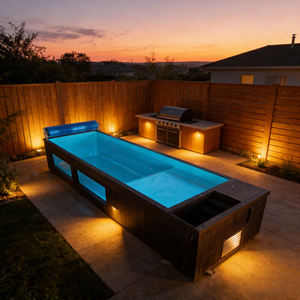 Piscina Rectangular Independiente Sobre el Suelo, Piscina de Fibra de Vidrio de Lujo, SPA al Aire Libre, Piscina de Natación - Product Image 3