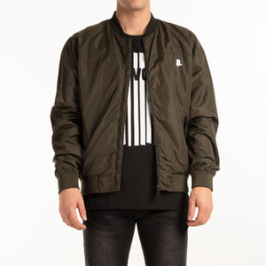 Chaqueta Bomber para Hombre con Logotipo Estampado del Minorista, Cierre Completo, Precio Bajo, Color Sólido, Estilo Urbano, Secado Rápido y Transpirable - Product Image 1