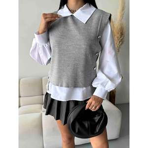 เสื้อถักลายละเอียด - สีเทา - Product Image 1