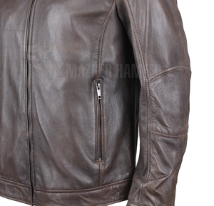 Veste de motard en cuir pour hommes Matériau de qualité supérieure Veste de motard en cuir uni d'hiver pour hommes Vestes professionnelles fabriquées en usine - Product Image 4