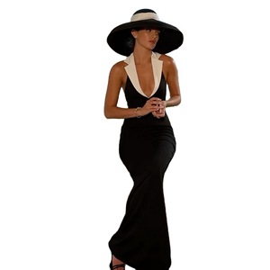 Primavera Verano elegante espalda descubierta hendidura Maxi Vestido Mujer fiesta Formal Sexy Slim Fit sin mangas Vestido largo de noche - Product Image 4