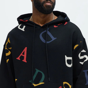 Sweat à capuche de haute qualité, pull-over imprimé, streetwear tendance / respirant, sweat à capuche imprimé lettres, logo personnalisé en gros pour hommes 2026 - Product Image 2