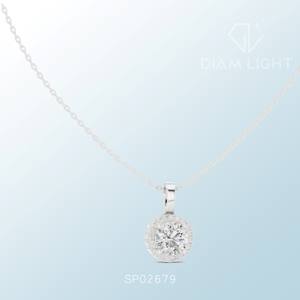 radiant <b>cluster</b> pendant with white round igi certified stones featuring vs plus clarity and f plus color elegant style - Product Image 5