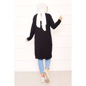 เสื้อทูนิคผ้าริบเนื้อนุ่มระบายอากาศดี สีดำ แต่งลายปัก สไตล์ลำลอง - Product Image 5