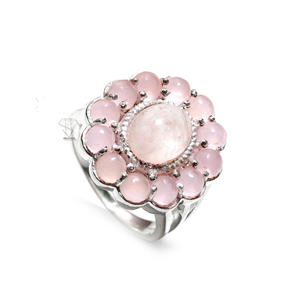 Bague en pierre précieuse de quartz rose naturel-pierre de protection-bague faite à la main-argent Sterling 925-bague de fête-forme ovale-bague en gros - Product Image 1