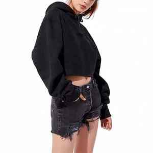 Oversized Cotton <b>Fleece</b> Pullover Women's Winter Cropped <b>Sweatshirt</b> with Drop Shoulder Front Short Hooded Plus Size Hoodie 2026 - Product Image 1