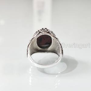 Bague pour homme en acajou naturel, jaspe, pierre précieuse, pierre de naissance, toutes tailles, cadeau d'anniversaire lourd, bijoux, bague en argent sterling 925 - Product Image 6