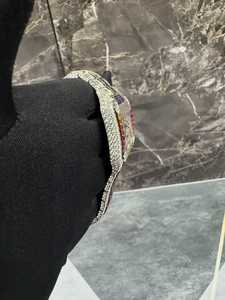 VVS Moissanite GRA Diamond Iced Rainbow Fully Automatic Wristwatch for Men 41mm Square Stainless Steel Case Luxury Mechanical - Product Image 4