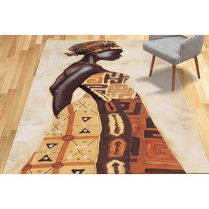 Tapis imprimé avec motif ethnique féminin, antidérapant, imprimé 3D moderne, tapis fin non tissé - Product Image 4