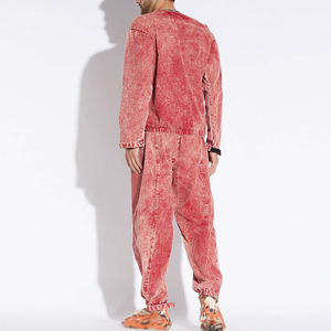 Conjunto de chándal de calle lavado con ácido personalizado para hombre, pantalones de chándal estampados y Sudadera con capucha con aspecto de piedra desteñida al sol para uso en invierno - Product Image 2