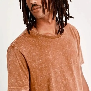 Camiseta de satén de lavado ácido Y2K de gran tamaño para hombre, ropa de calle Vintage personalizada, 100% de algodón, transpirable, con hombros descubiertos para ropa a granel - Product Image 4