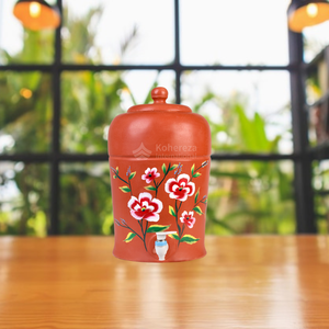 Elegante olla de agua de terracota hecha a mano, artesanal, lisa y pintada para hervir agua para acampar - Product Image 5