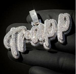 Pendentif lettre personnalisée en moissanite véritable 3 ct pour homme en argent plaqué or rose 14 carats - Product Image 1