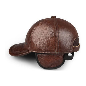 Casquette en cuir de vache véritable de fabricant professionnel de meilleure qualité/casquette en cuir léger de conception OEM personnalisée - Product Image 4