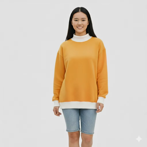 Sweat-shirt à col montant en molleton de coton pour femme, imprimé surdimensionné, avec badge en cristal et paillettes, coupe ample, décontracté, streetwear, hiver - Product Image 1